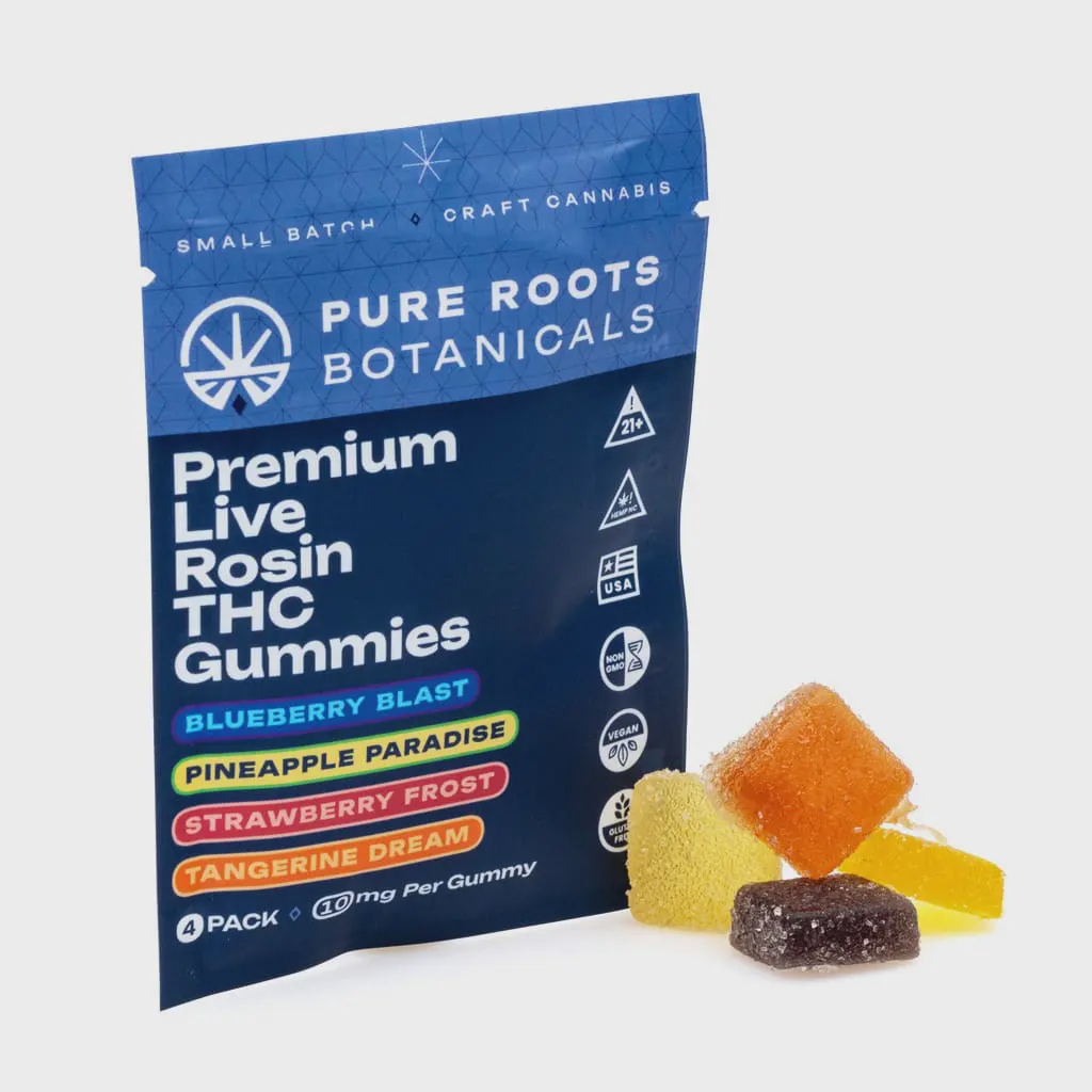 Pure Roots Botanicals THC Live Rosin Gummies - Variety 4-Pack